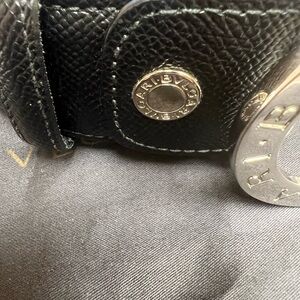 Bulgari Black Belt with Elegant Texture and Contrast Stitching